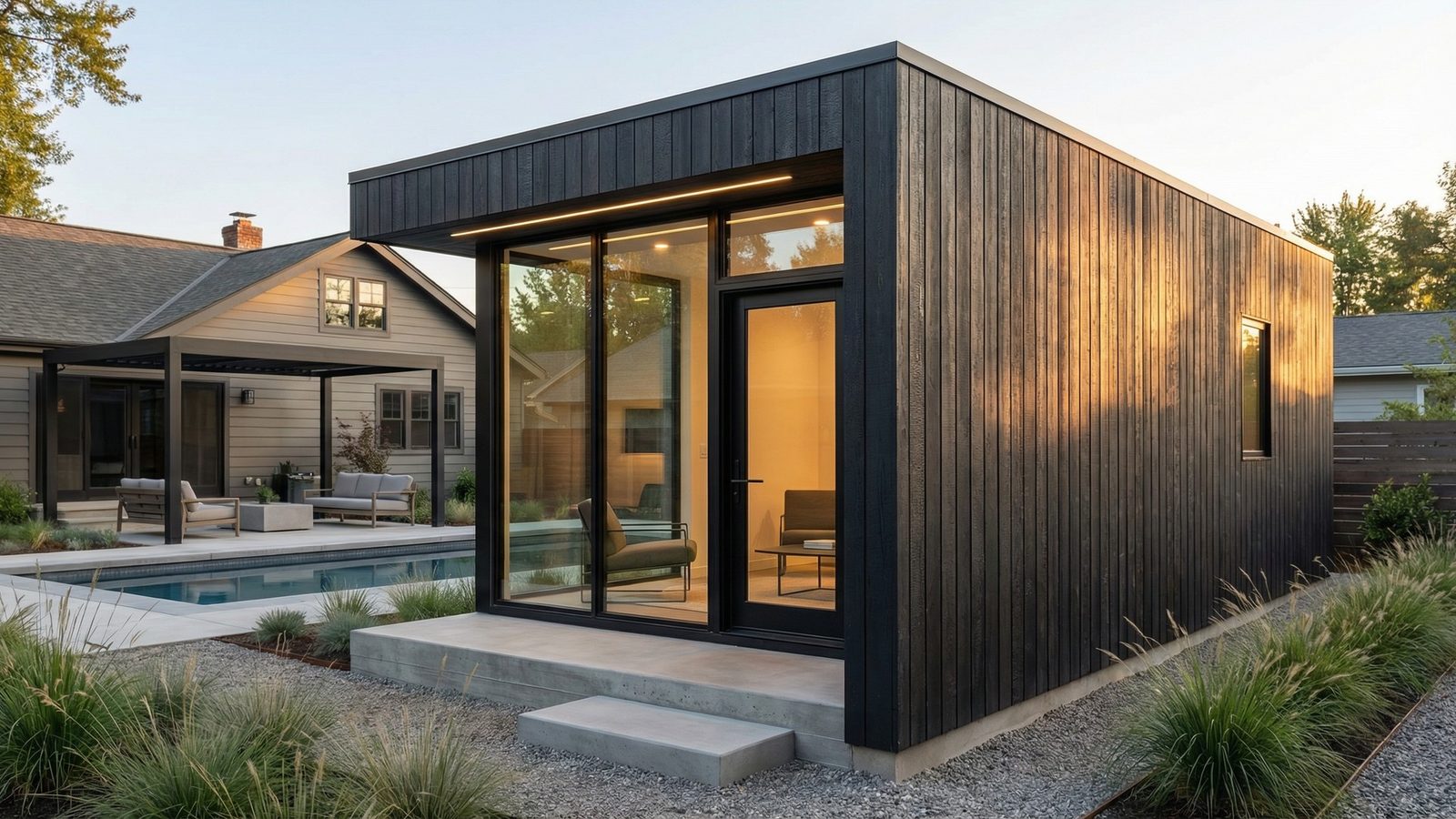 Backyard ADU built from a converted shed