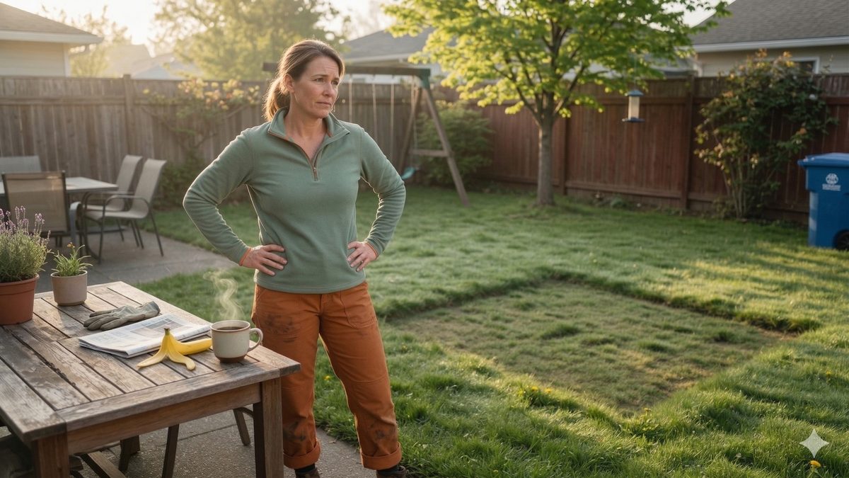 Homeowner inspecting a plastic resin shed door and wall thickness