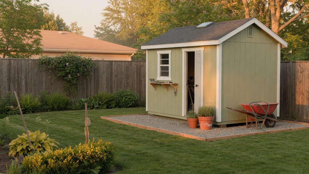 Completed wooden shed painted and ready for use